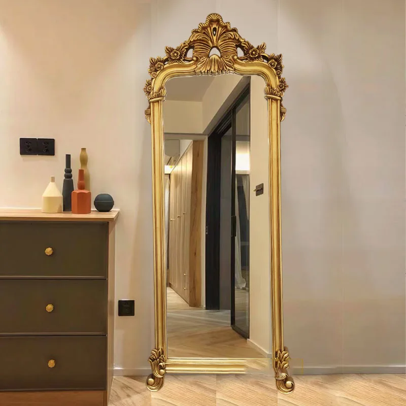 

Hairdressing Gold Decorative Mirror Vintage Makeup Wall Decorative Mirror Full Body Aesthetic Specchio Home Decoration YX50DM