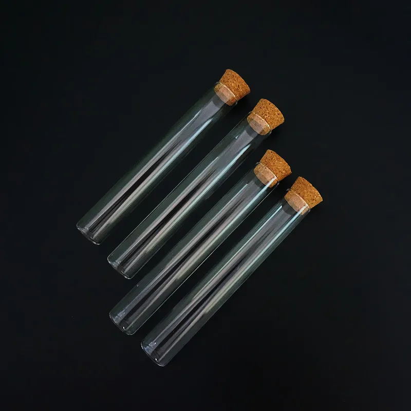 Tube à Essai en Verre à Fond Plat, Dimensions de 15x100 mm, Bouchons de Liège, Faire des Test, 24 Pièces par Lot