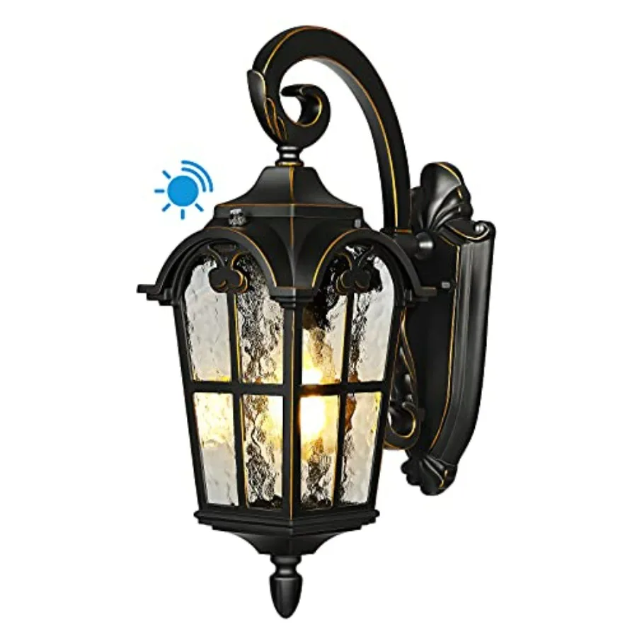 

Dusk to Dawn Outdoor Wall Light, Waterproof Exterior Light Fixture, Black Roman 17.7" H Wall Mount Sconce Porch Lights, Outside