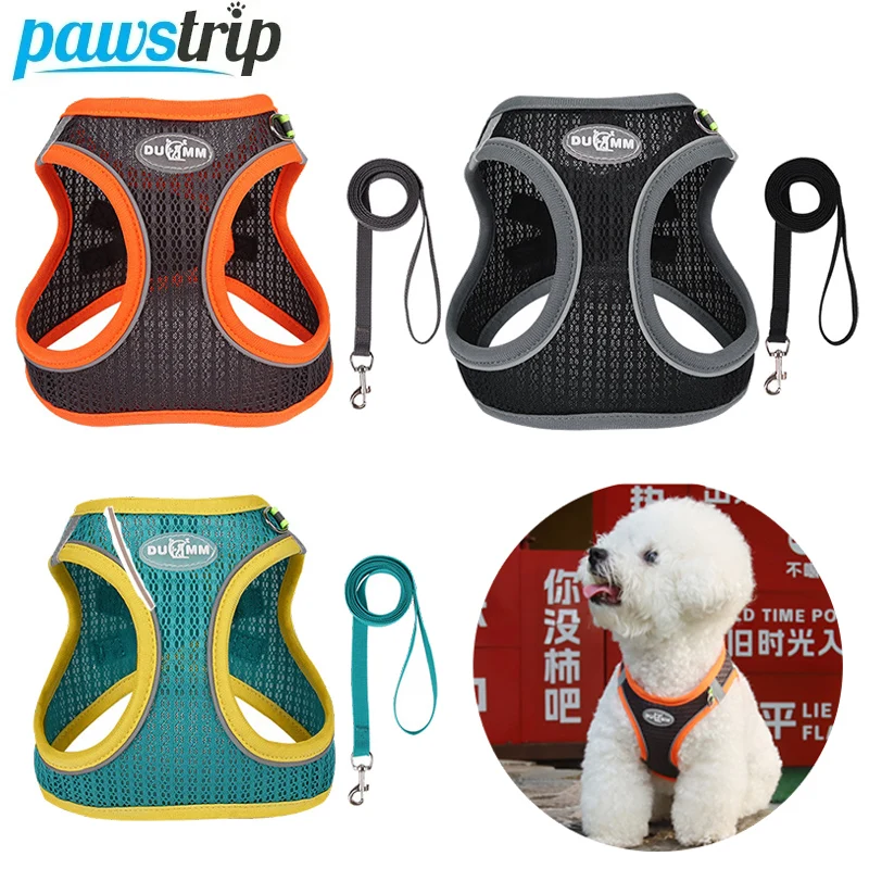 Dog Harness Leash Set for Small Dogs Adjustable Puppy Cat Harness Vest French Bulldog Chihuahua Pug Outdoor Walking Lead Leash