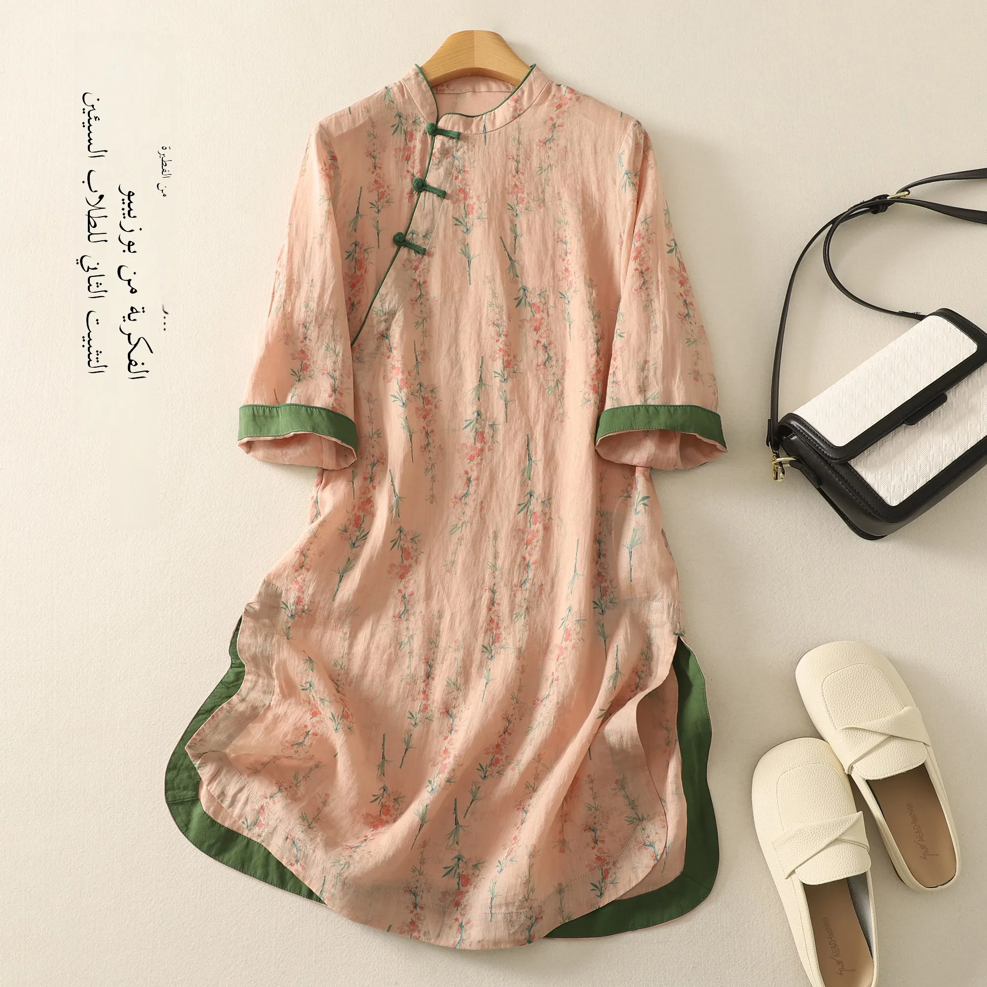 

Оригинальный винтажный китайский свободный хлопковый льняной женский топ средней длины, национальный костюм для чая