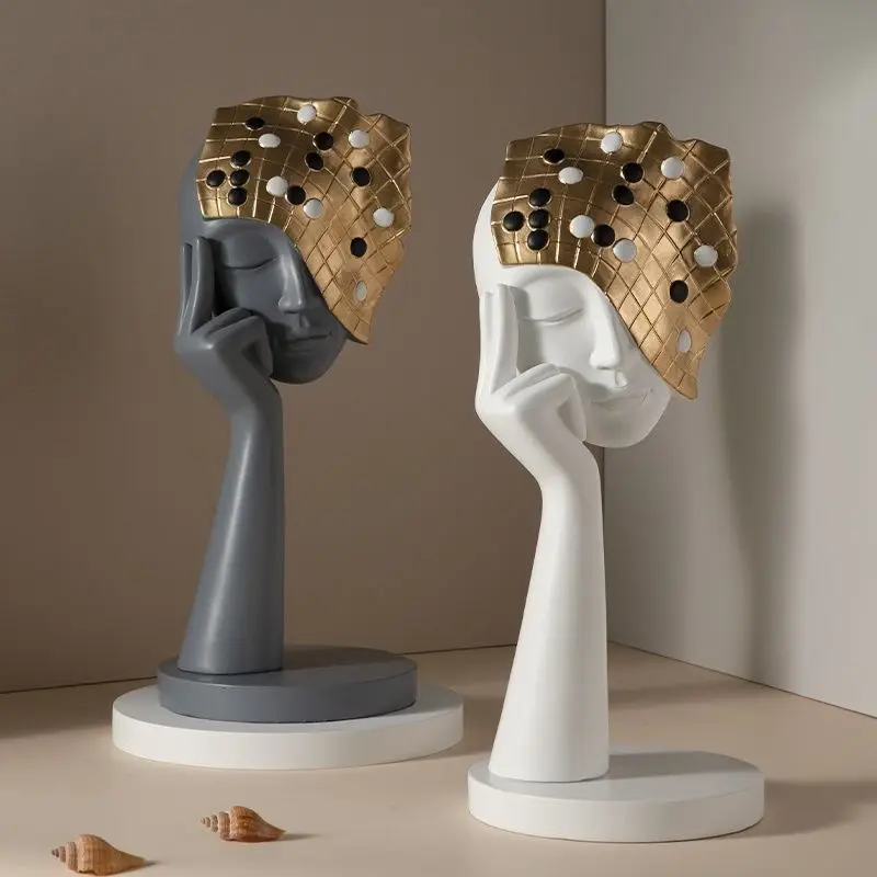 النحت الحرفية الديكور الحديثة الحد الأدنى قطعة فنية تجريدية لحامل التلفزيون مكتب مكتب خزانة مشروبات زخرفة فريدة أنيقة