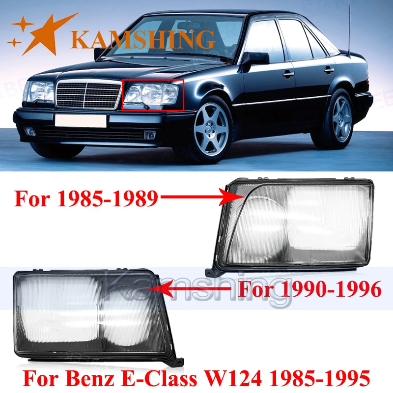 

CAPQX Front Headlight Cover For Benz E-Class W124 1985-1995 Lights Shell Lampshade Head Light Glass Mask (glass material)