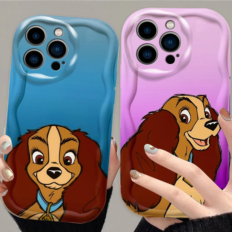 Disney Lady And The Tramp For Apple iPhone 15 14 13 12 11 XS XR X Pro Max Plus Wave Oil Funda Phone Case