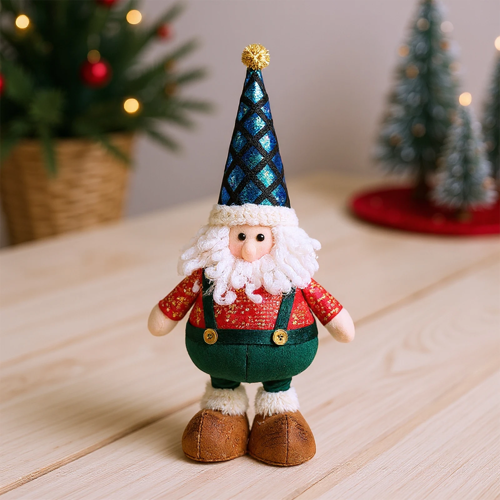 تمثال زينة عيد الميلاد مع أرجل زنبركية قابلة للسحب دمية عيد الميلاد الدائمة ديكور دمية عيد الميلاد ديكور العطلة