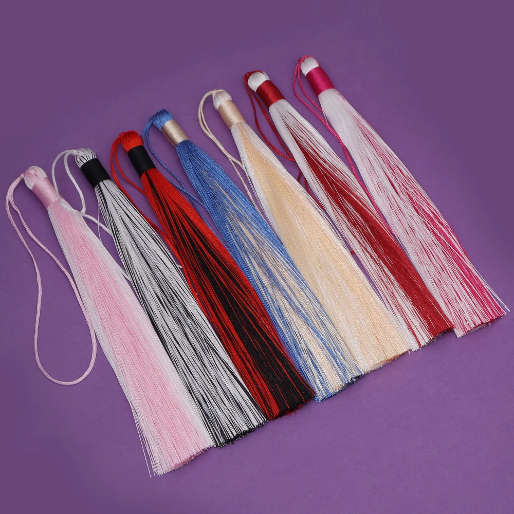 4pcs 16cm Double Color Silky Tassels Handmade Soft Tassels DIY Craft Jewelry Bookmark Keychain Home Decor Pendant Fringe Tassels