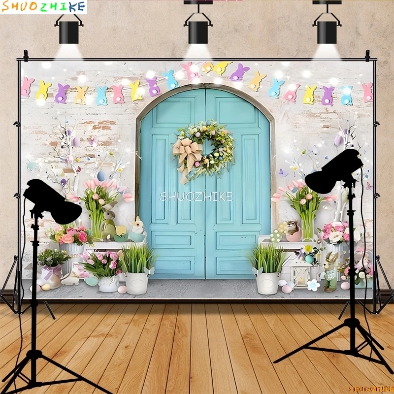 SHUOZHIKE Пасхальный день цифровая фотография фоны реквизит кролик цветы арка двери фон для фотостудии для беременных YH-01