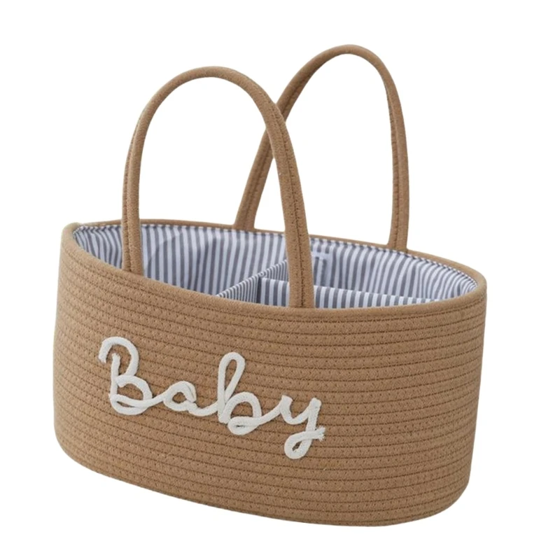 Spaziosa borsa per pannolini per bambini con tasche multiple Cestino portaoggetti in cotone Borsa multifunzione per pannolini