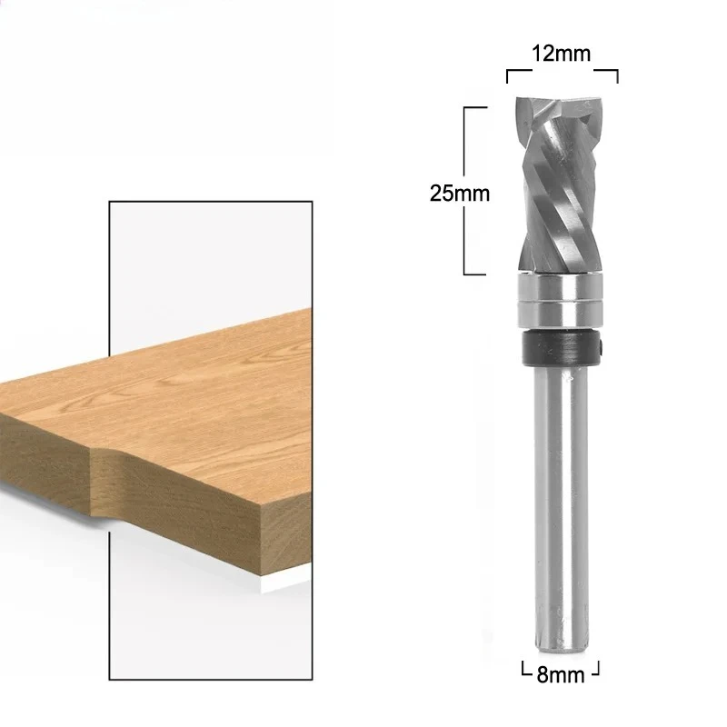 

1PC Bearing Ultra-Perfomance Compression Flush Trim Solid Carbide CNC Router Bit for Woodworking End Mill 8mm Shank Wood Cutters