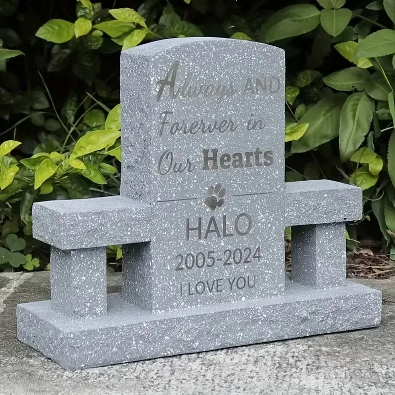 Custom Pet Memorial Stone Gray-White Resin Tombstone Hand-painted Subtle Texture Garden Decor Personalized Easter Thanksgiving