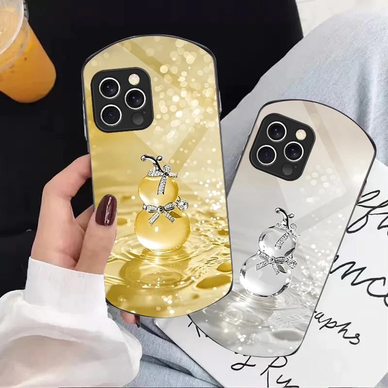 

Jade gourd pendant white For iPhone 16 15 14 13 Plus 12 mini 11 Pro Max XR Xs X 7 8 6 6S 22 Elliptical Tempered Glass Phone Case