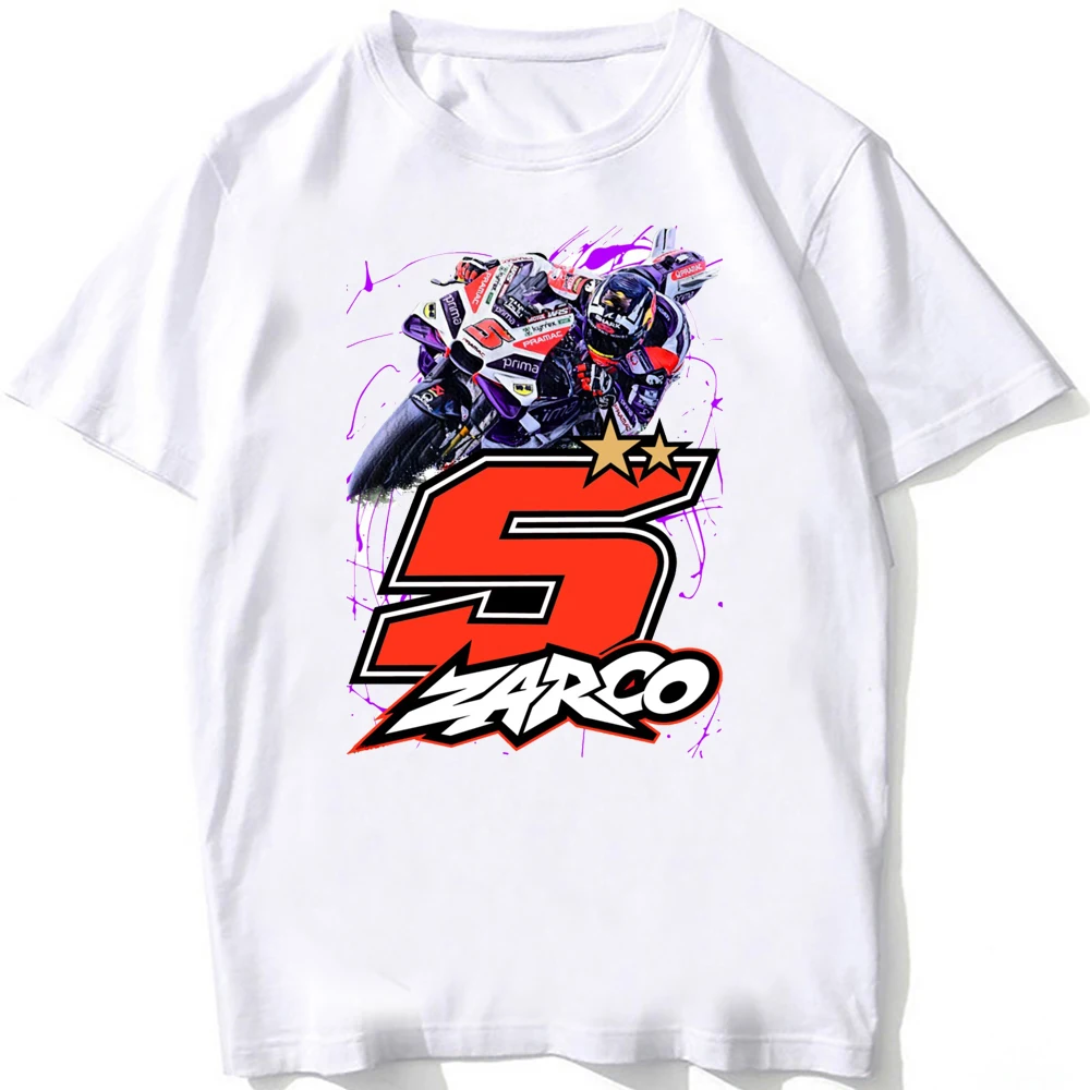 Johann Zarco 5 France GP Riding T-Shirt New Summer Men Short Sleeve Hip Hop Sport Boy Casual Tees Motorcycle White Tops