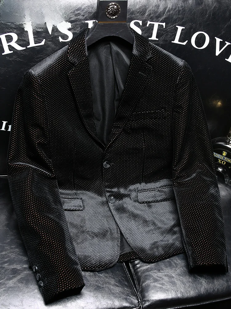 

Утепленный осенне-зимний мужской пиджак: модный, приталенный, деловой, повседневный, однобортный, в корейском стиле, верхняя одежда