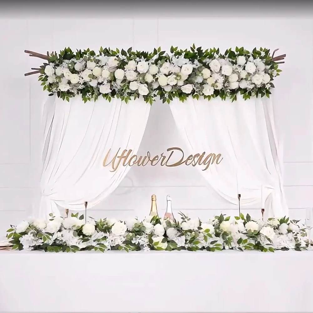 

Uflower Красный Белый Синий Фиолетовый Роза гортензия Зеленый Лист Цветочный Ряд Свадебный Фон Декор Дорога Ведущий Цветочный Композиция Поцелуй