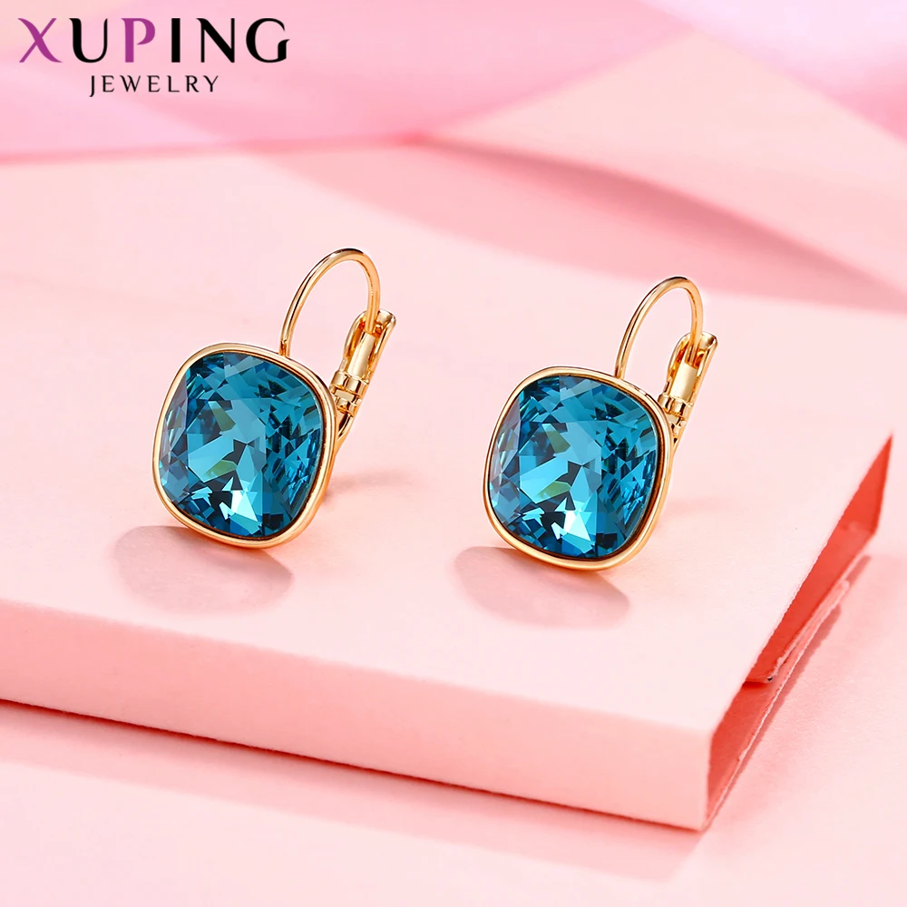 Xuping Jewelry Charm Shinning Square Gold Plated Fashion Earrings  with Crystal Stone Women Jewellery Gifts A00610701