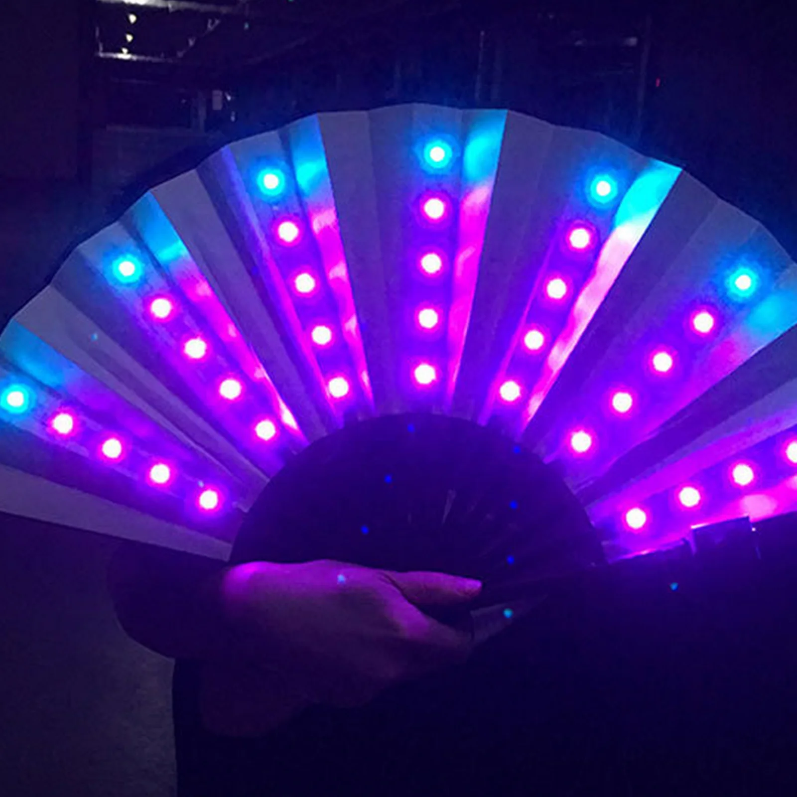 

Colorful LED Glowing Fan USB Rechargable Stage Performance DJ Show Light Up Luminous Folding Fan Bar Party Dance Wedding