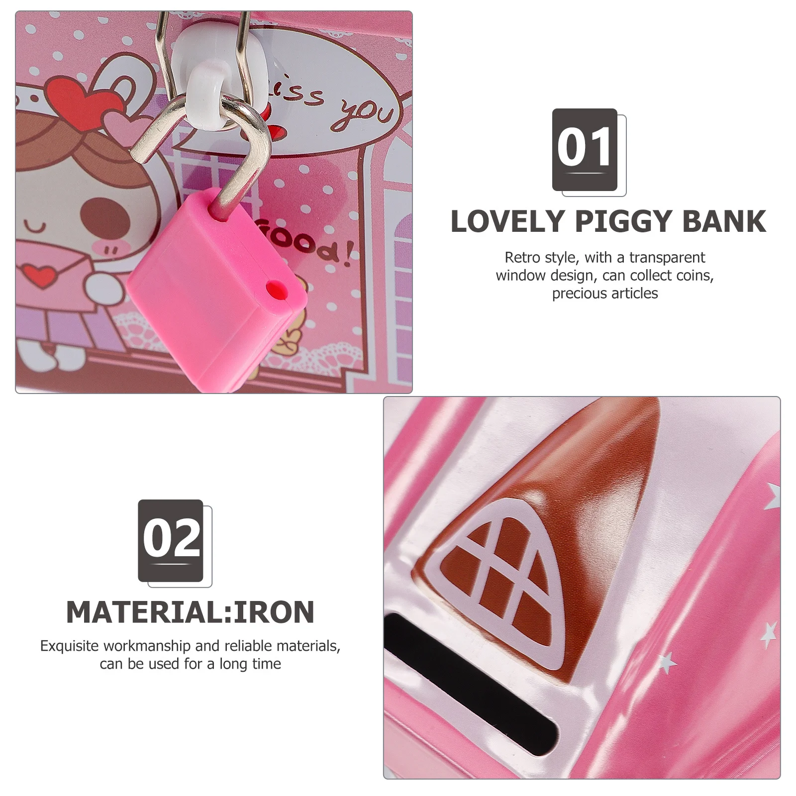 

Metal Saving Pot Cartoon Money Jar for Children Desktop Ornament Room Decor Kids Money Box Household Coin Container