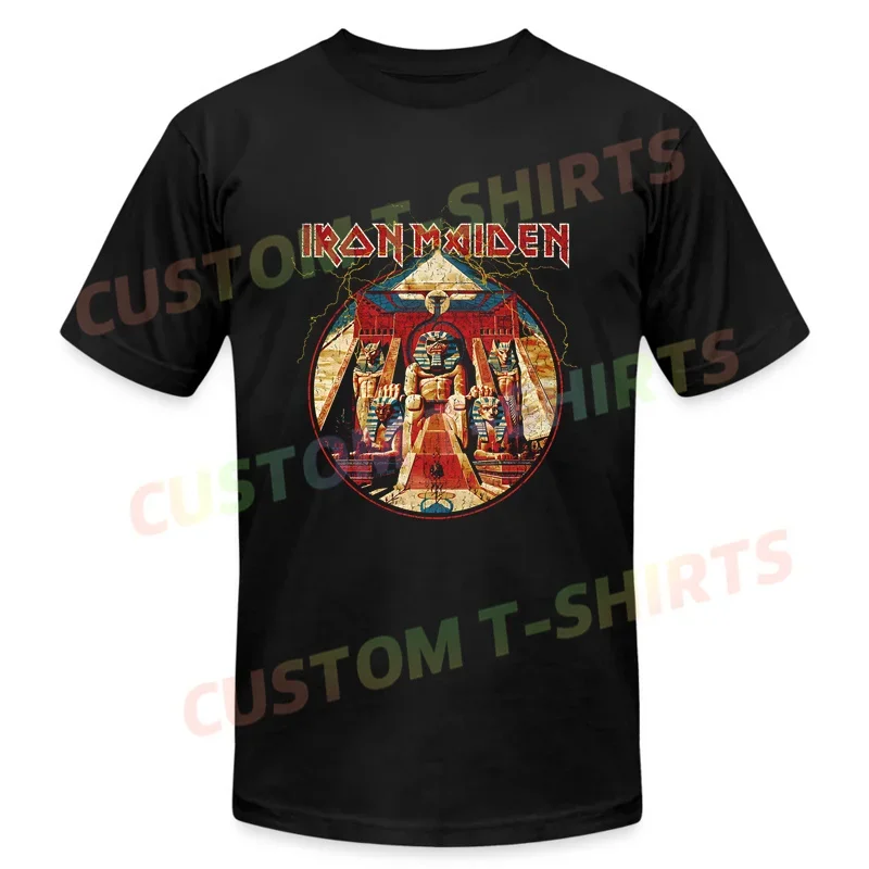 

2025 Men T Shirt Casual Irons Powerslave Lightning Circle Maiden T-shirt Graphic Summer Short Sleeves 100% Cotton S-3XL