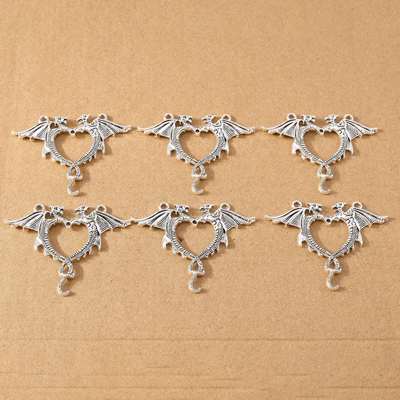 4pcs 62*50mm Retro Alloy Animal Dragon Pendants Charm for Jewelry Making Earrings Necklace DIY Accessories Supplies