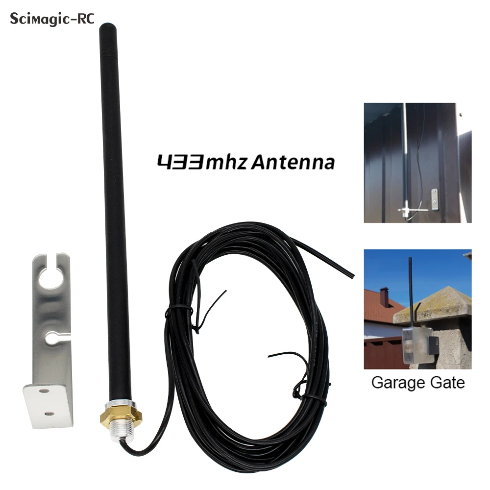 เสาอากาศยูนิเวอร์แซล 433MHz 3M สำหรับประตูโรงรถ เครื่องขยายสัญญาณวิทยุแบบรีพีทเตอร์ กันน้ำสำหรับภายนอกอาคาร 433.92MHz เสาอากาศควบคุมประตู