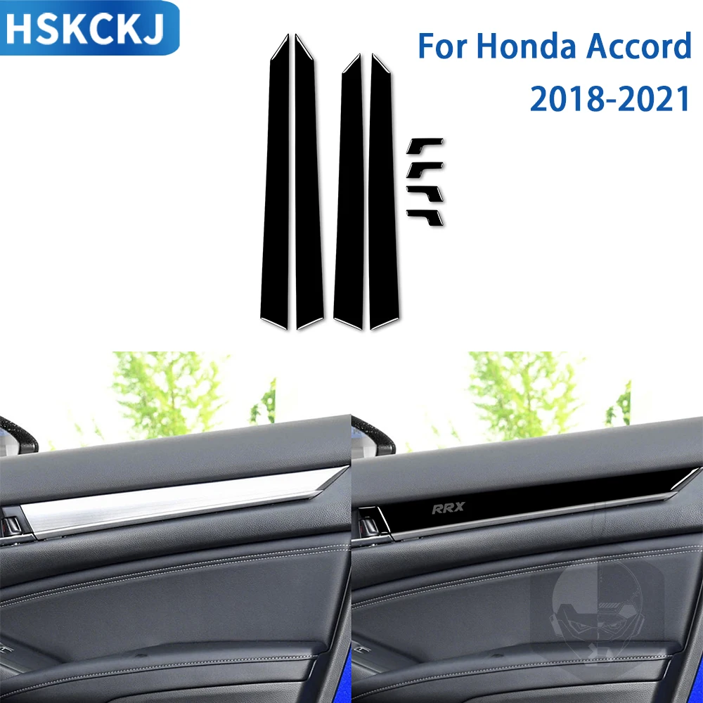 For Honda Accord 2018 2019 2020 2021 Accessories Car Glossy Black Plastic Interior Auto Door Panel Trim Sticker Decoration