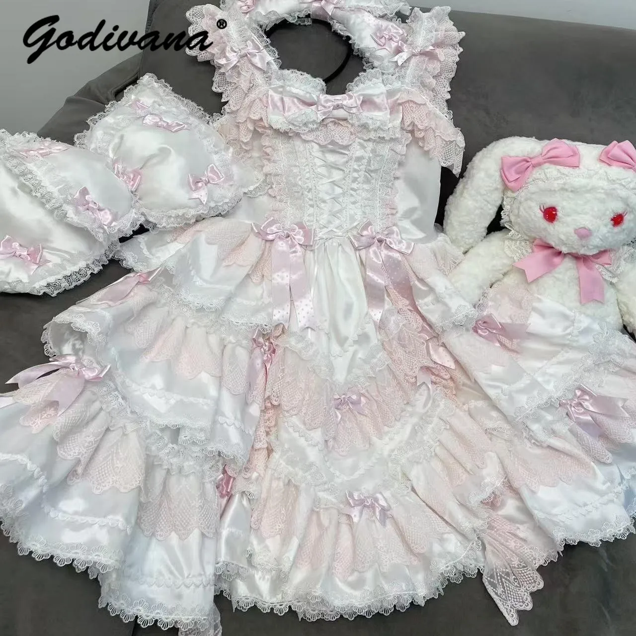 オリジナルロリータプリンセスドレス春と秋の新作スタンドカラー女の子女性の妖精レーススプライスフラワーウェディングドレス