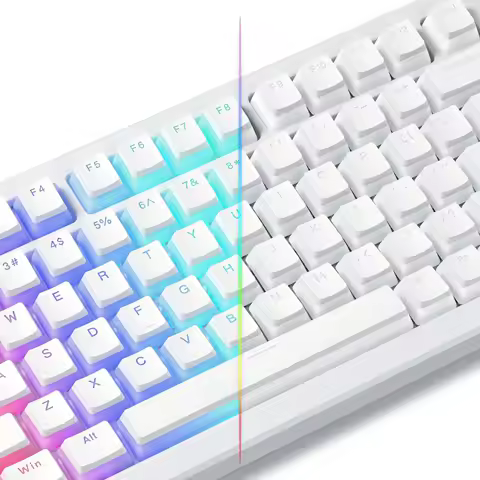 129 Key White Pudding PBT Double Shot Keycaps OEM Profile Custom Keycap Set for 100%, 75%, 65%, 60% Gaming Mechanical Keyboard