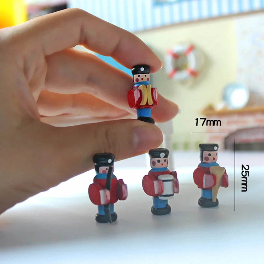 4Pcs 1/12 Doll House Miniature Wooden Drum Band Doll Simulation Figure Model For Mini Decoration Dollhouse Accessories