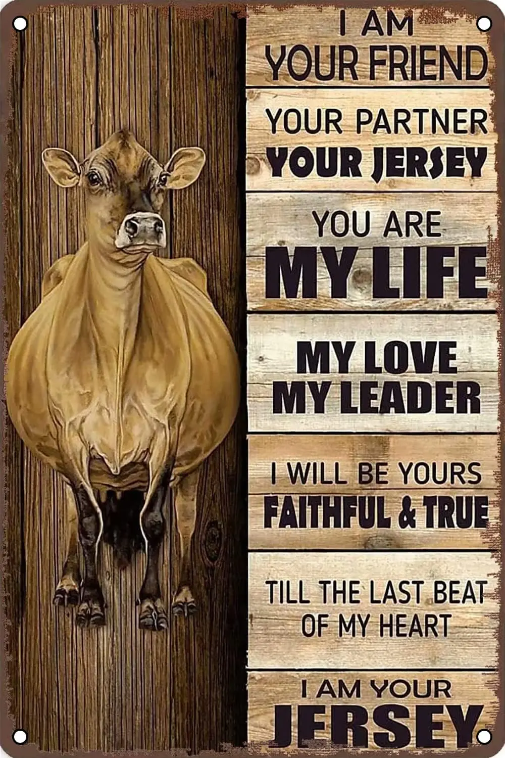 Cow Metal Tin Sign I AM Your Friend Partner Jersey Poster Retro Wall Decor for Home Garden Man Cave Bars Restaur