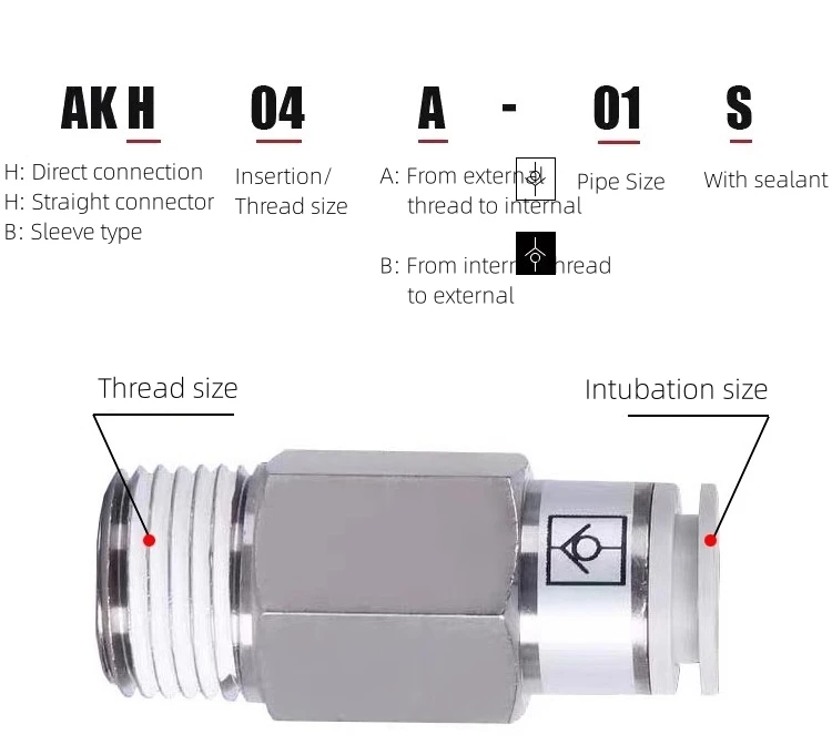 AKH08B-02S Armaturen Druckluft werkzeuge Verbindungs stück Rohr verbindung Akhb Serie pneumatisch 8mm- 3/8 "Einweg ventil Rückschlag ventil Typ a/b – Detail 4