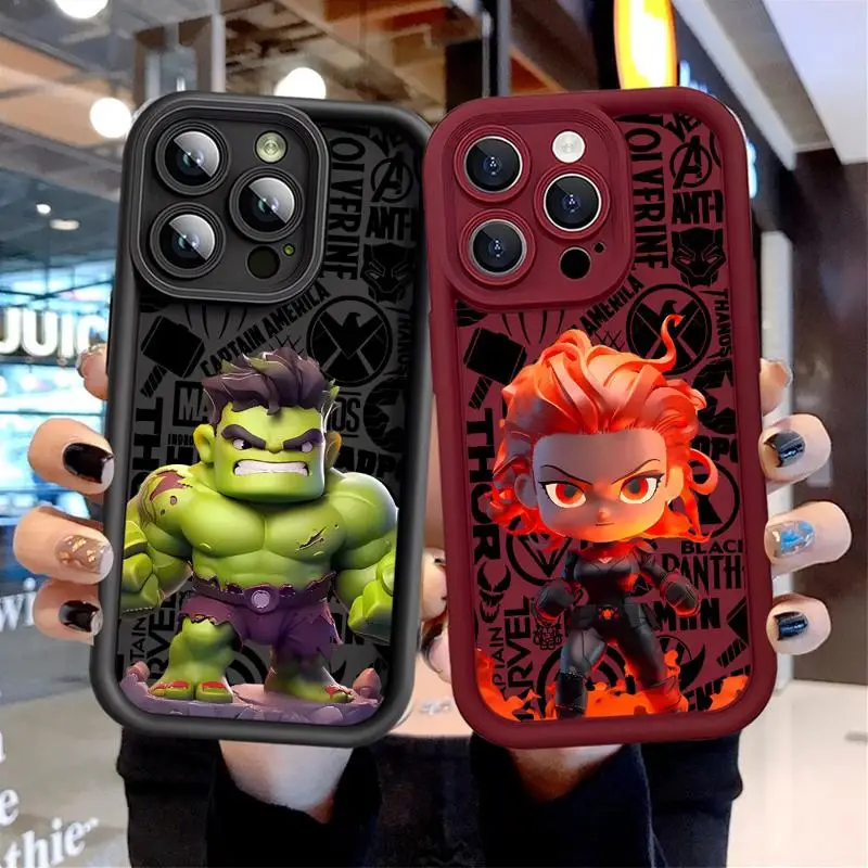 Marvel Black Widow Hulk Soft Liquid Silicone Phone Case For iPhone 11 12 13 14 15 Pro Max Plus XS X XR Max 7 8 Bumper Back Cover