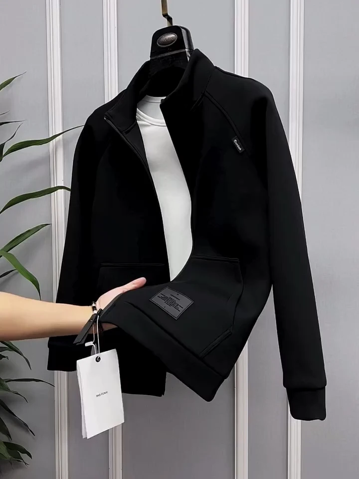 

Spring Autumn Men's Stand Collar Jacket Outerwear Fashion Trendy Comfortable High Quality Stylish European Style Zipper Closure