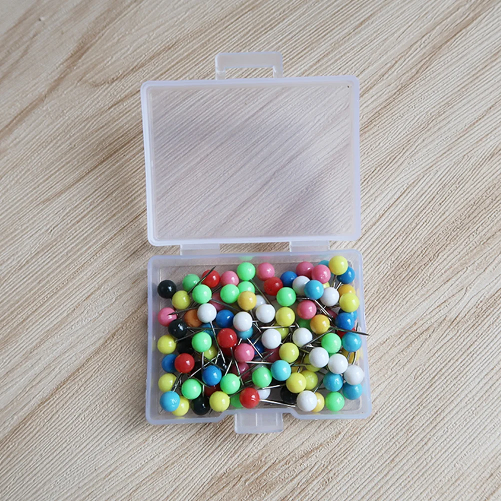 100 pz/scatola 4MM Set Da Cucire FAI DA TE Colorato di Plastica Perla Sfera Testa Dritto Accessori di Abbigliamento Ago per la Decorazione Artigianale Dressma