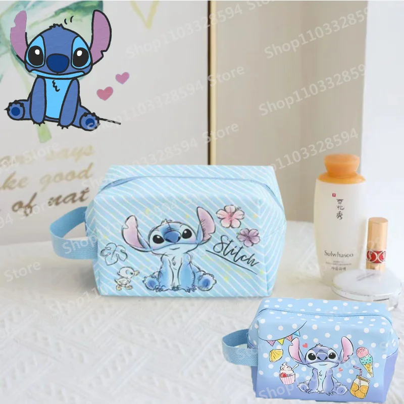 

Lilo & Stitch Pu Waterproof Makeup Bag Girls Travel Hand in Hand To Carry Toiletries Bag Students School Pen or Storage Bag Gift