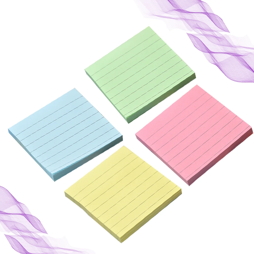 

4 Pcs Striped Candy -stick Square Notepads Memo Students' Supplies