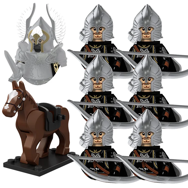 

Children's Toys Medieval Gondor Soldiers War Horse Combination Ancient Military Figures Model Building Blocks Suit Boys Gifts