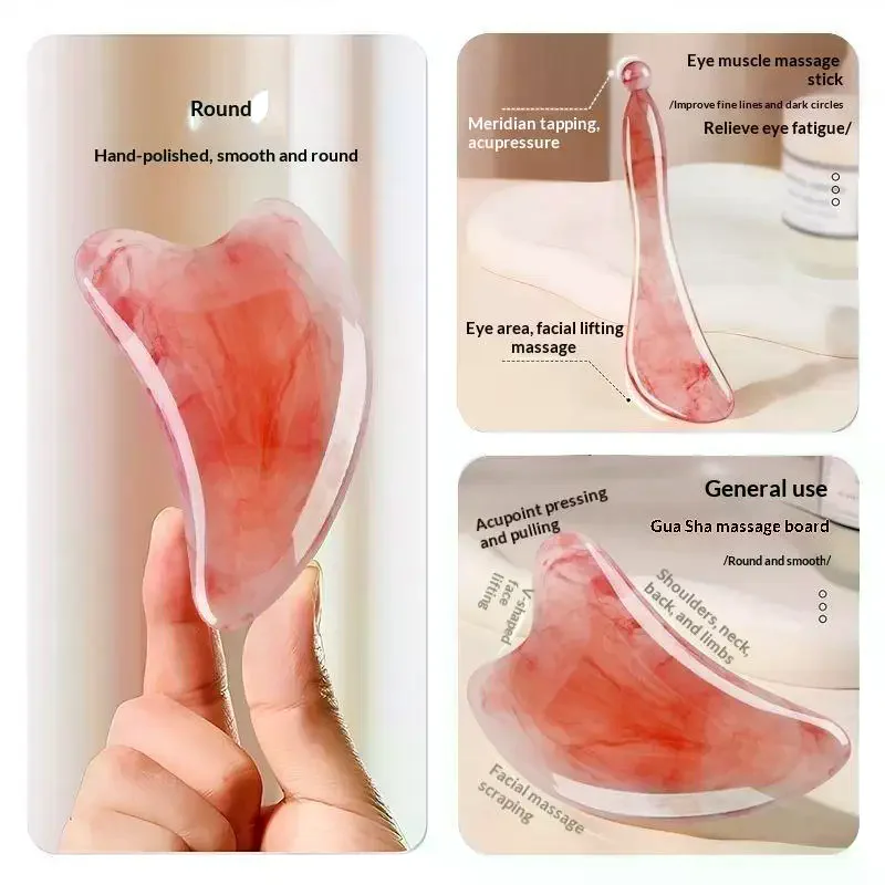 Skin Scraping Resin Gua Sha Massage Board Guasha Plate Face Eye SPA Massager Scrapers Tools For Face Neck Back Body Legs 2Pcs