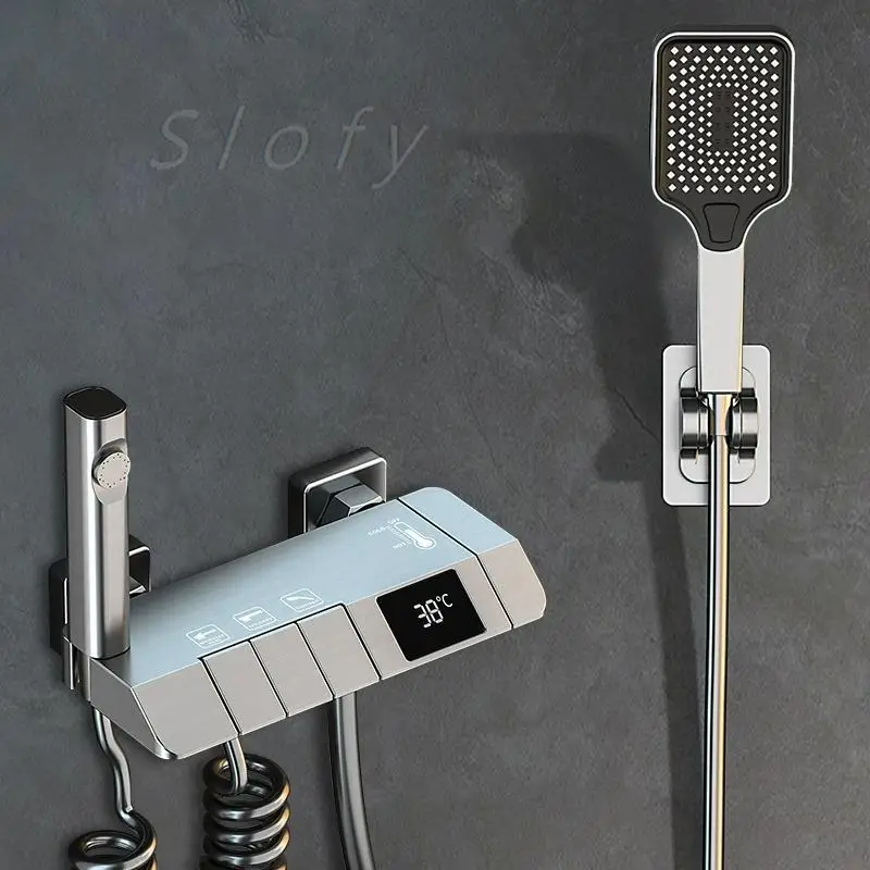 

Bathroom Rain Shower System Luxury Rain Mixer Shower Combo Set High Pressure Rainfall Shower Head Faucet with Handheld Spray