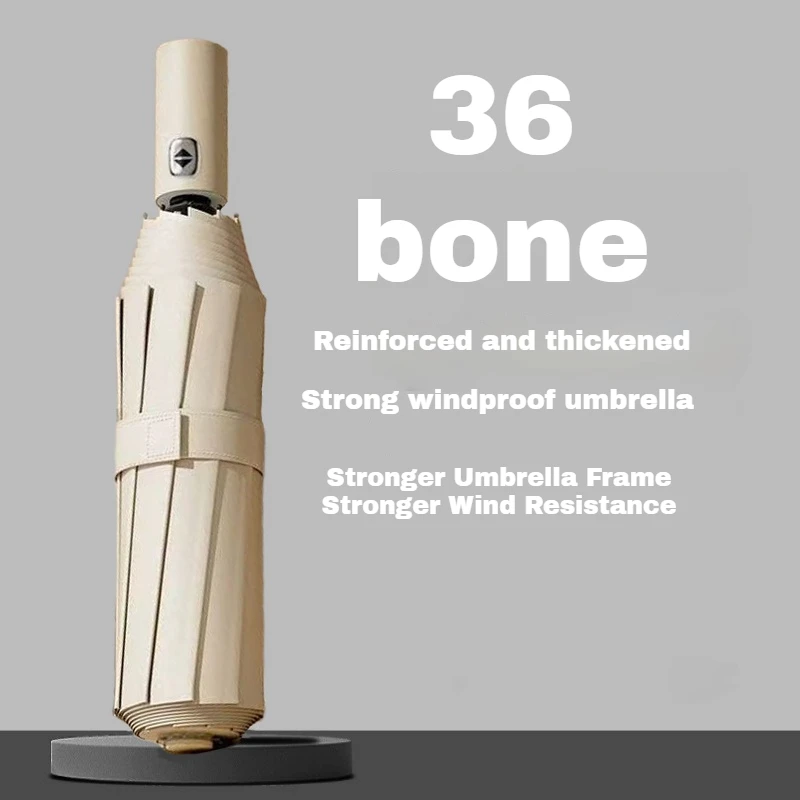 

Автоматический складной зонт унисекс с 36 костями — ветрозащитная защита от ультрафиолета UPF50+, всепогодный для поездок на работу и путешествий на открытом воздухе