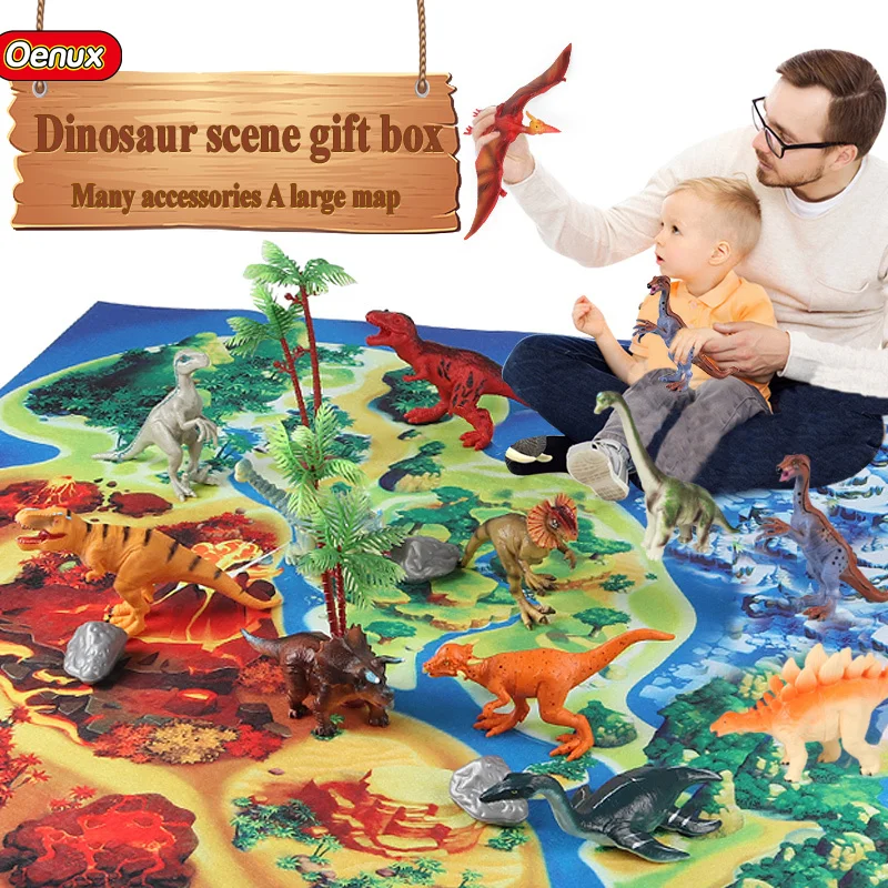 

24pcs Jurassic Playset Action Figure Dinosaur Brinquedo T-Rex Saichania Carnotaurus Animals Model Kids Toys Gifts With Box