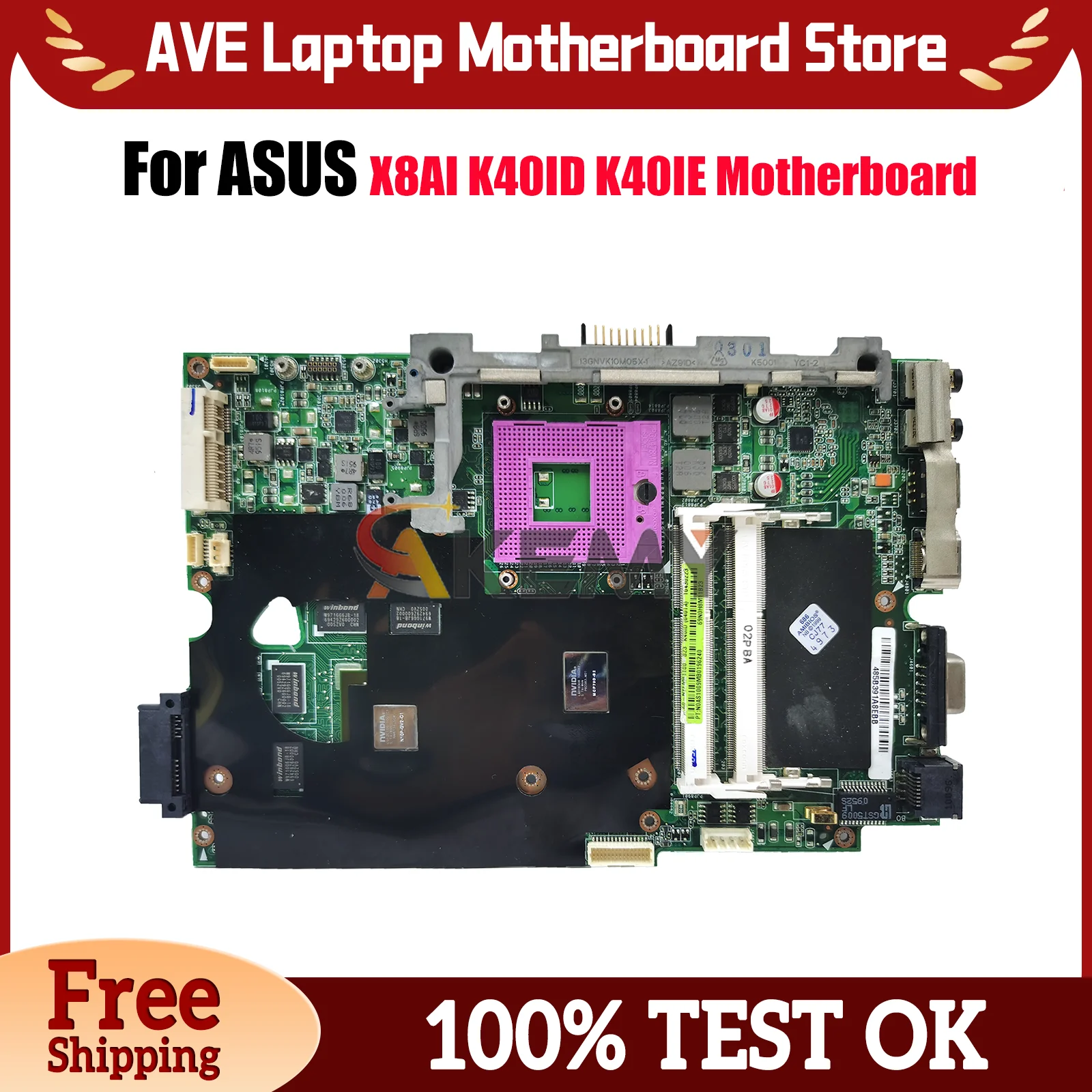 

Материнская плата для ноутбука K40ID для ASUS K40IJ K40ID X8AI K40I K40IE K40IN, материнская плата для ноутбука, 100% тестирование, ОК, быстрая доставка, высокое качество