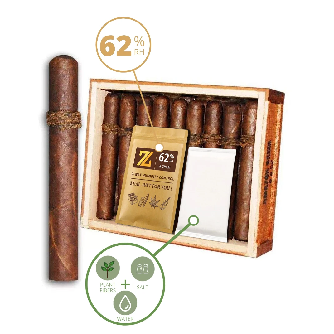 10 pezzi pacchetti Humidor 62% 69% 8 grammi di umidità sigaro controllo dell\'umidità a 2 vie Humidor umidità relativa confezioni sacchetto