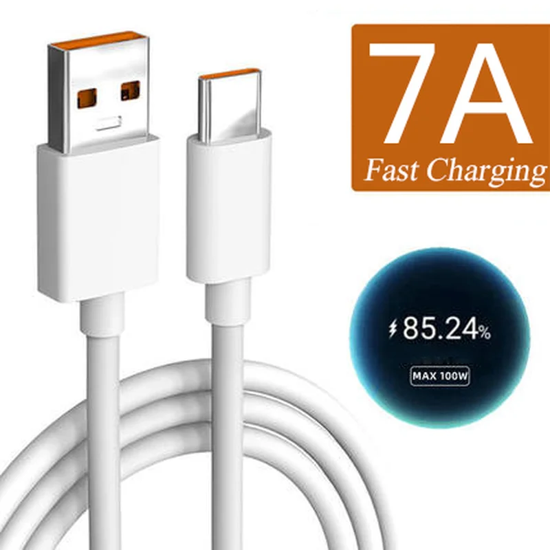 100W 7A USB-C Super Fast Charging Cable Mobile Phone Charge Wire For Xiaomi Huawei Samsung Oppo Andriod USB To Type C Data Cord