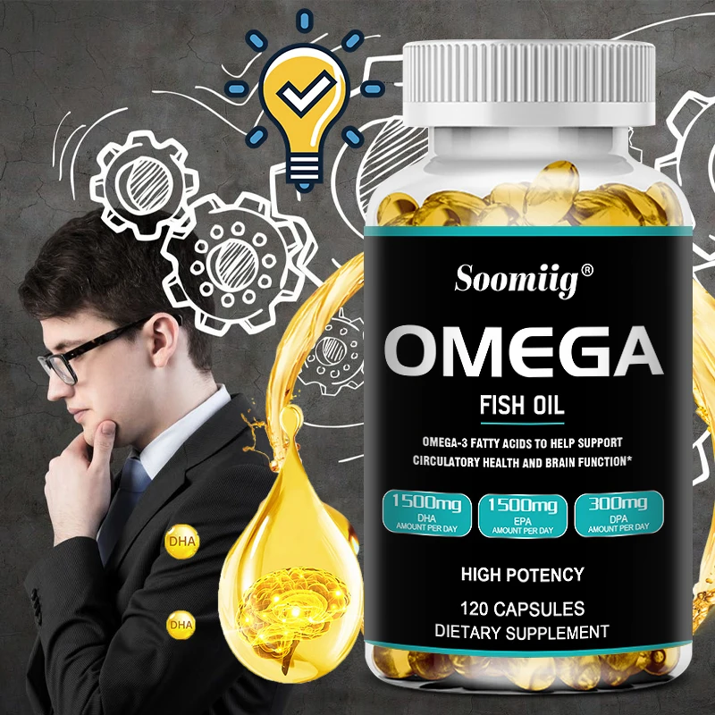 

Fish Oil Softgels Omega 3 Supplement with EPA and DHA To Support Brain, Heart, Joint, Skin and Immune Function