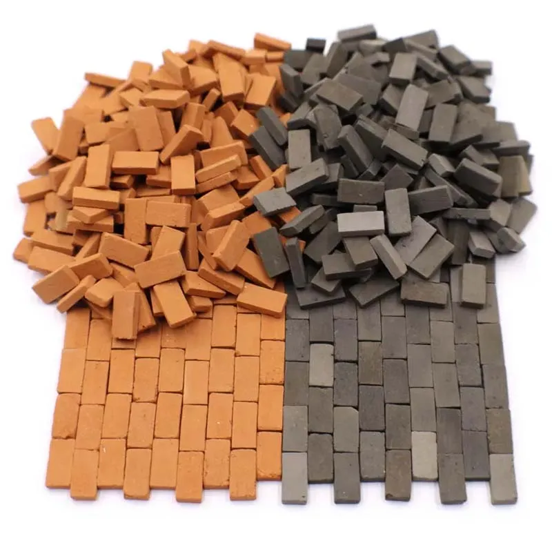 1box 50pcs Bricks in Red Grey for DIY Dollhouses Model Buildings Miniature Wall Landscaping Gardens Kitchens Tiny Model