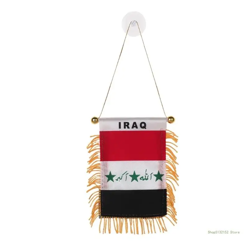 QX2E 8x12cm Syria Mini Pennant with Tassels Car and Home Decors Syrian Small Hanging Flags Banners for National Celebration