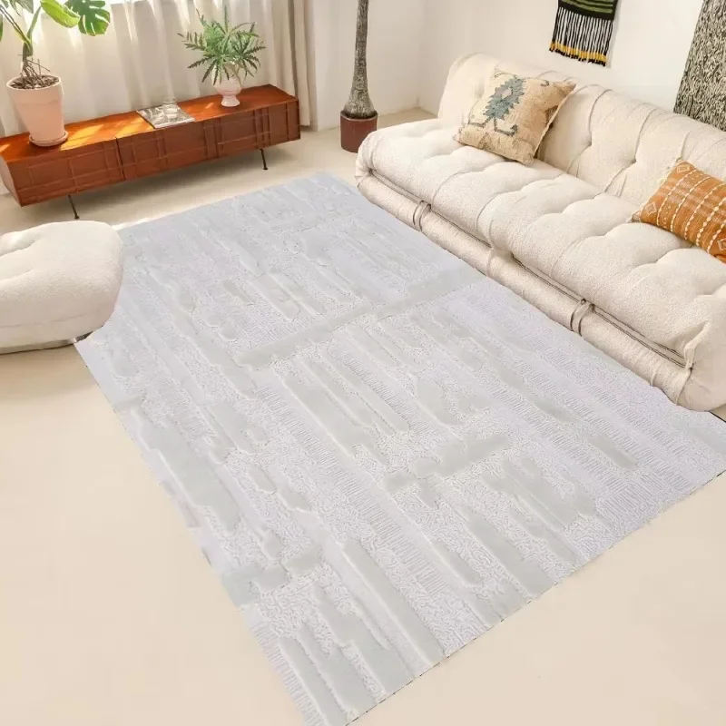 Light grey hand-tufted carpet wool nylon simple modern living room