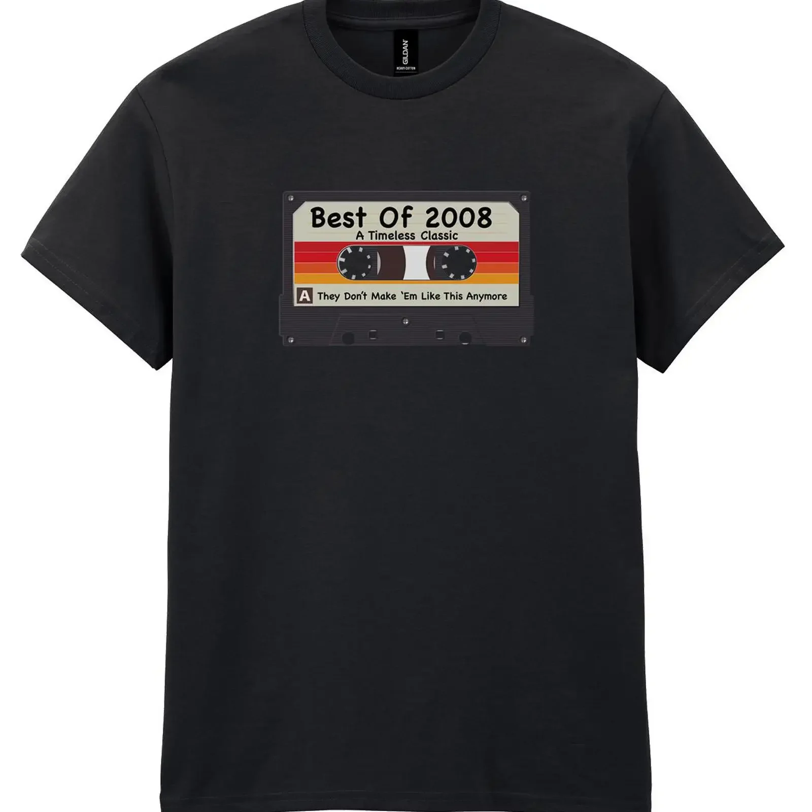 Mens 18th Birthday T Shirt Retro Music Cassette Tape Best Of 2008 Timeless Classic vintage Washed Top For Everyday Wear Soft