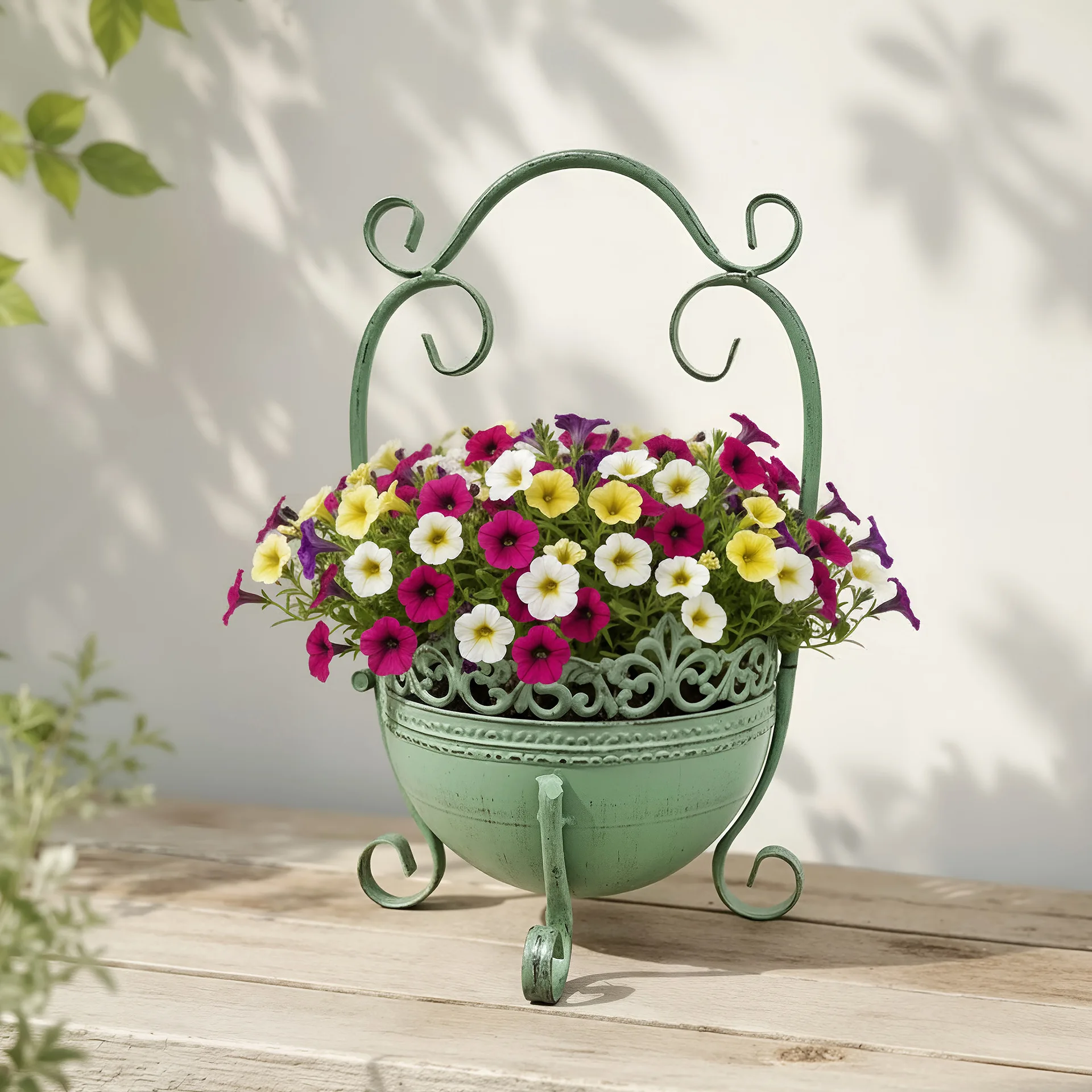 Foreign trade retro wrought iron basket flower pot outdoor courtyard garden outdoor balcony green plant decoration household