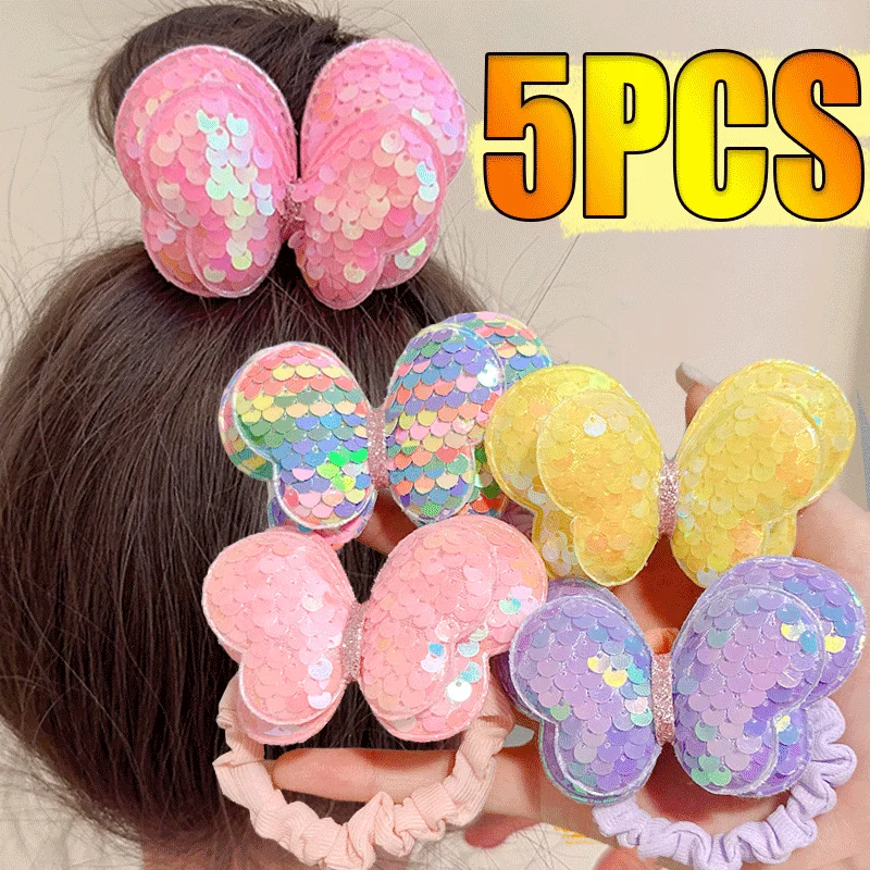 5/3/1PCS Sequin Big Butterfly Bow Bling Hair Bows Hair Accessories for Girls Children Scrunchies Tie Hair Rope Hair Accessories